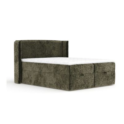 Pat boxspring verde închis cu spațiu de depozitare 200x200 cm Passion – Maison de Rêve