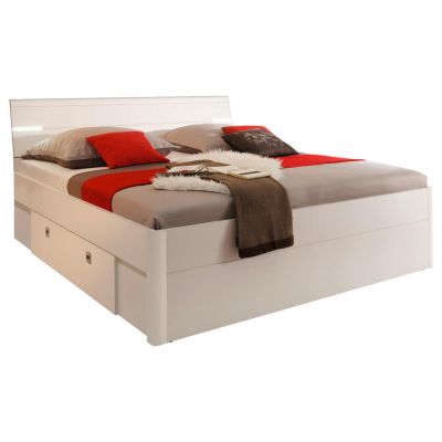 Pat Cu Spatiu De Depozitare, 140/200 cm, alb