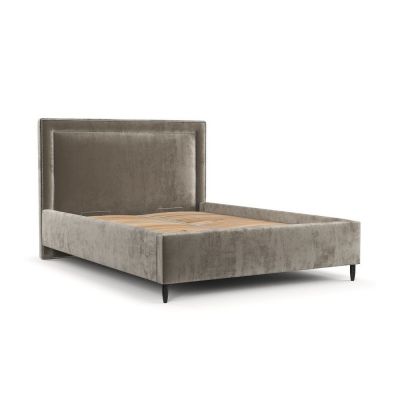 Pat matrimonial bej tapițat cu spațiu de depozitare cu somieră 160x200 cm Baleine – Maison de Rêve