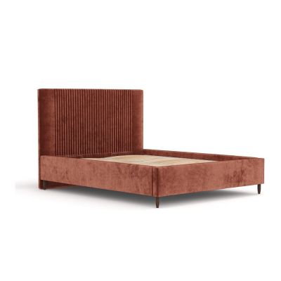 Pat matrimonial cărămiziu tapițat cu spațiu de depozitare cu somieră 140x200 cm Etero – Maison de Rêve