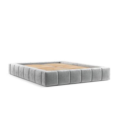 Pat matrimonial gri deschis tapițat cu spațiu de depozitare cu somieră 180x200 cm Aruba L – Maison de Rêve