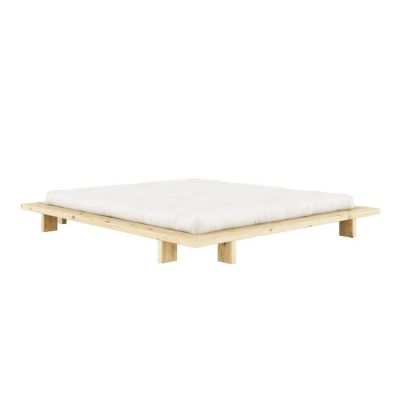 Pat matrimonial în culoare naturală din lemn de pin cu somieră 160x200 cm Japan – Karup Design