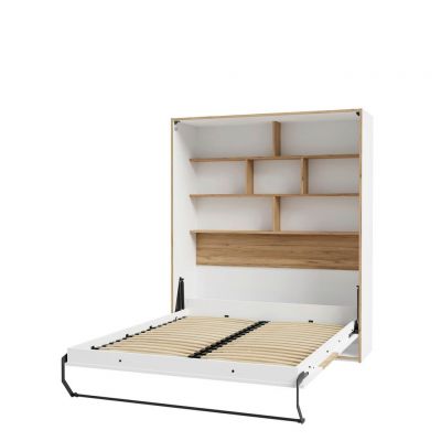 Pat Pliant in metal, plastic, material pe bază de lemn alb, culoare lemn stejar