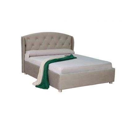 Pat Tapițat, 160/200 cm, negru, bej