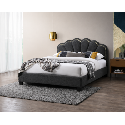 Pat tapitat Comfort 2 cu LED cadru din lemn cu somiera fixa Gri 160x200 cm