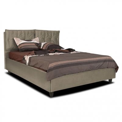 Pat Tapitat Milano Dimensiune Saltea 160 x 200 Cm, Bej, Cu Somiera Rabatabila