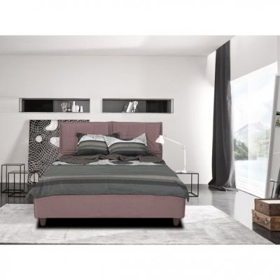 Pat Tapitat Napoli, Dimensiune Saltea 160 x 200 Cm, Cu Somiera Rabatabila, Mov