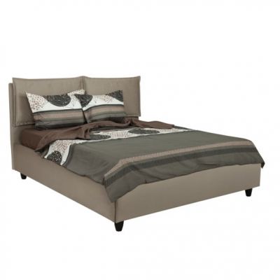 Pat TapitatTopazio, Dimensiune Saltea 160 x 200 Cm, Cu Somiera Rabatabila, Bej