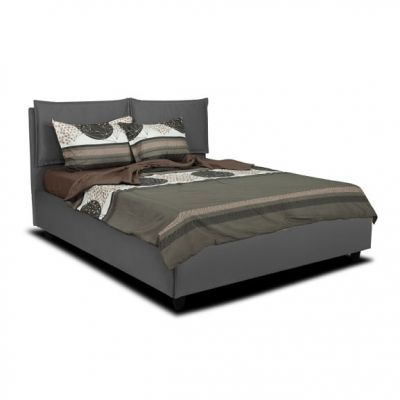 Pat Tapitat Topazio, Dimensiune Saltea 160 x 200 Cm, Cu Somiera Rabatabila, Gri