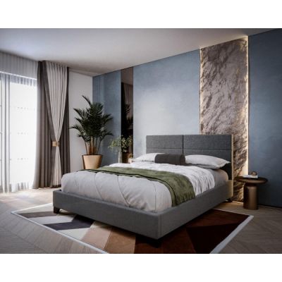 Pat tapitat Houston 140x200cm, suport saltea inclus, culoare Gri