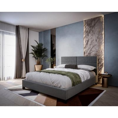 Pat tapitat Houston 90x200cm, suport saltea inclus, culoare Gri