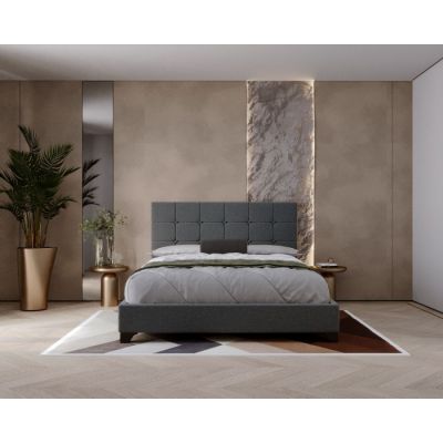 Pat tapitat Modern 140x200cm, suport saltea inclus, culoare Gri