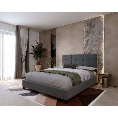Pat tapitat Modern 90x200cm, suport saltea inclus, culoare Gri
