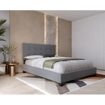 Pat tapitat Modern 90x200cm, suport saltea inclus, culoare Gri