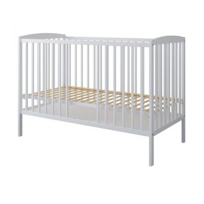 Patut din lemn pana la 4 ani cu somiera reglabila pe 3 nivele de inaltime Nichiduta 120x60 cm Grace Alb