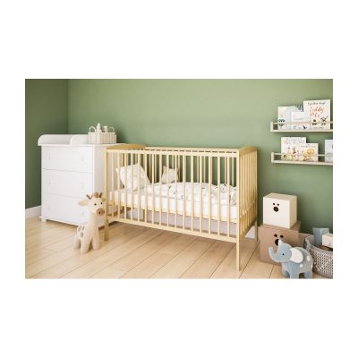 Patut din lemn pana la 4 ani cu somiera reglabila pe 3 nivele de inaltime Nichiduta 120x60 cm Grace Natur