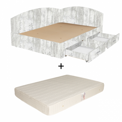 Set Pat Colt Alma, cu 2 sertare, pin antichizat + Saltea superortopedica, 160x200 cm la reducere