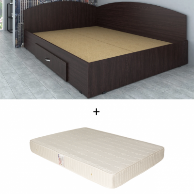 Set Pat de colt, cu sertar lateral pe role, wenge + Saltea superortopedica, 140x200 cm Set Pat de colt, cu sertar lateral pe role, wenge + Saltea superortopedica, 140x200 cm