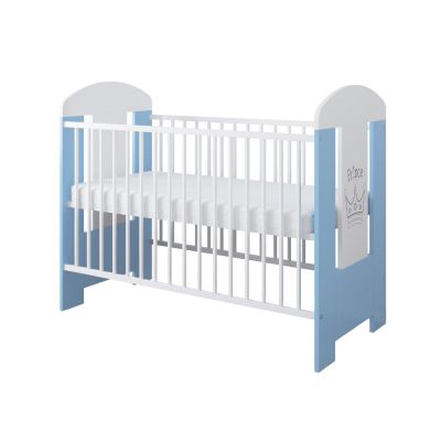 Set Patut din lemn cu inaltime saltea reglabila pe 3 nivele Ptilou Blue Prince + Saltea cocos 12 cm
