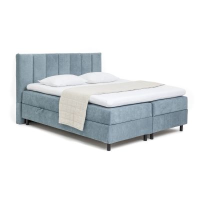 Pat boxspring albastru cu spațiu de depozitare 180x200 cm Elva Bold Line – Bonami Selection