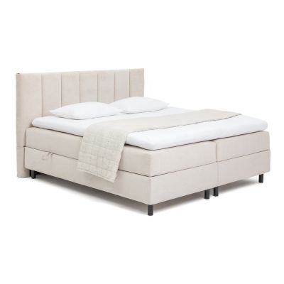 Pat boxspring bej cu spațiu de depozitare 160x200 cm Elva Bold Line – Bonami Selection