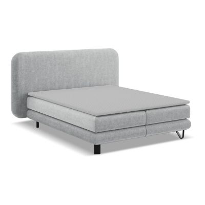 Pat boxspring gri deschis 140x200 cm Ilima – Makamii