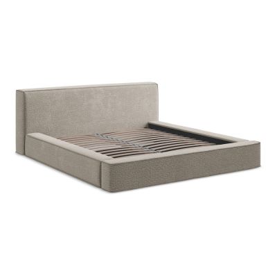 Pat dublu tapițat taupe cu spațiu de depozitare cu grilă 140x200 cm Noho - Makamii