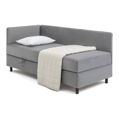 Pat gri tapițat cu spațiu de depozitare cu saltea 90x200 cm Avela – Bonami Selection
