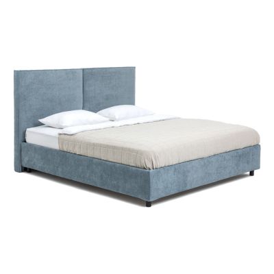 Pat matrimonial albastru tapițat cu spațiu de depozitare cu somieră 160x200 cm Myra Bold – Bonami Selection