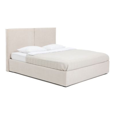 Pat matrimonial bej tapițat cu spațiu de depozitare cu somieră 180x200 cm Thessa Bold – Bonami Selection