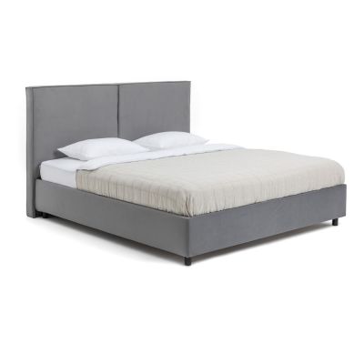 Pat matrimonial gri tapițat cu spațiu de depozitare cu somieră 180x200 cm Myra Bold – Bonami Selection
