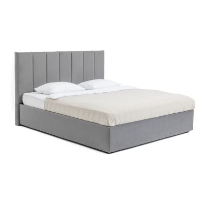 Pat matrimonial gri tapițat cu spațiu de depozitare cu somieră 180x200 cm Thessa Bold Line – Bonami Selection