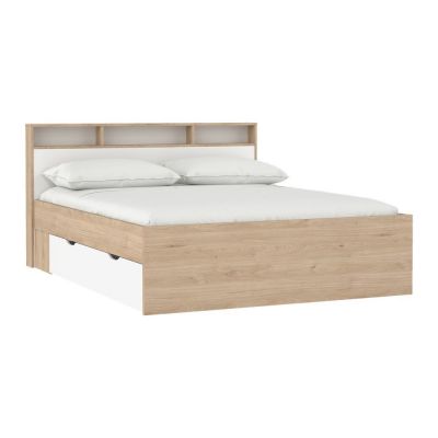 Pat matrimonial în culoare naturală cu aspect de lemn de stejar cu spațiu de depozitare fără somieră 160x200 cm Ikast – Tvilum