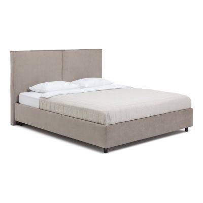 Pat matrimonial taupe tapițat cu spațiu de depozitare cu somieră 180x200 cm Myra Bold – Bonami Selection