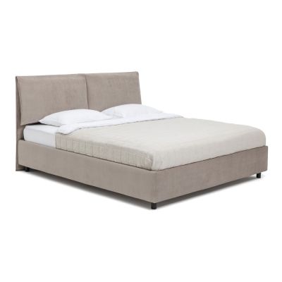 Pat matrimonial taupe tapițat cu spațiu de depozitare cu somieră 180x200 cm Myra Pillow – Bonami Selection