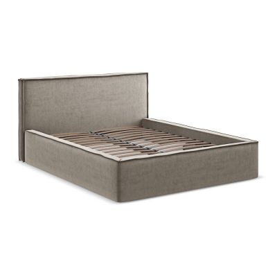 Pat matrimonial taupe tapiÈat cu spaÈiu de depozitare cu somierÄ180x200 cm Anani âMakamii