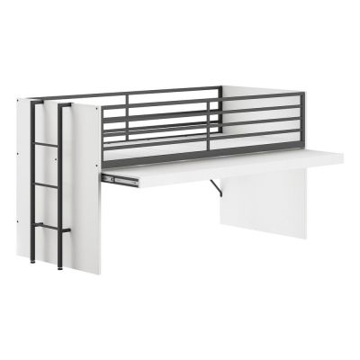 Pat pentru copii alb înalt cu somieră 90x200 cm Sam – Vipack