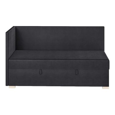 Pat pentru copii albastru închis pe colț cu spațiu de depozitare cu saltea 90x200 cm Flexi – Ghado