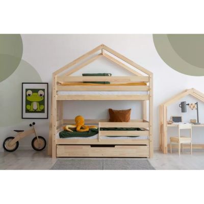 Pat pentru copii în culoare naturală cu spațiu de depozitare cu somieră 80x200 cm DMPB – Adeko