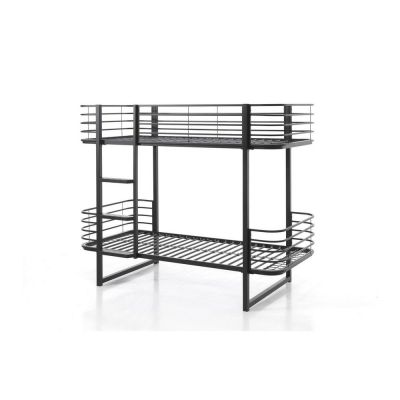 Pat pentru copii negru supraetajat din metal cu somierÄ90x200 cm Oscar âu0080Vipack