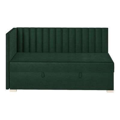 Pat pentru copii verde închis pe colț cu spațiu de depozitare cu saltea 90x200 cm Snugi – Ghado