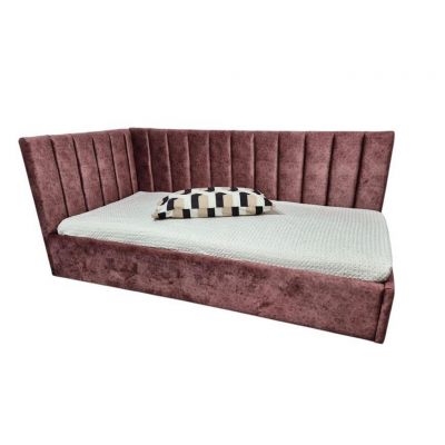 Pat Tapițat, 210/105 cm, roz închis