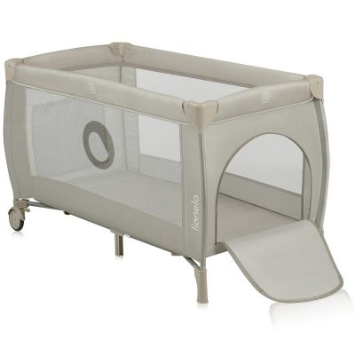 Patut pliant, Lionelo, Stefi Plus, Cu doua nivele, Cu intrare laterala cu fermoar, 2 roti, 120 x 60 cm, Conform cu standardul european de securitate EN 716, Bej