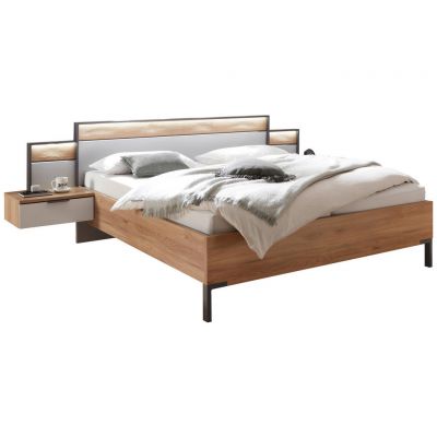 SET PAT CU NOPTIERE 180/200 cm in grafit, culoare lemn stejar, gri deschis la reducere