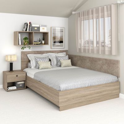 Oferta Pat colt AMBRO, 140x200, Oak cu saltea inclusa