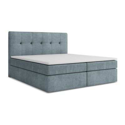 Pat boxspring albastru deschis cu spațiu de depozitare 140x200 cm Palta – Makamii
