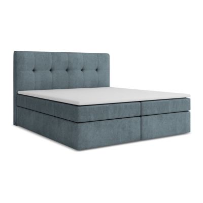 Pat boxspring albastru deschis cu spațiu de depozitare 180x200 cm Palta – Makamii