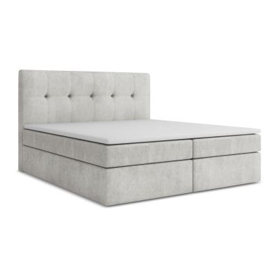 Pat boxspring argintiu cu spațiu de depozitare 140x200 cm Palta – Makamii