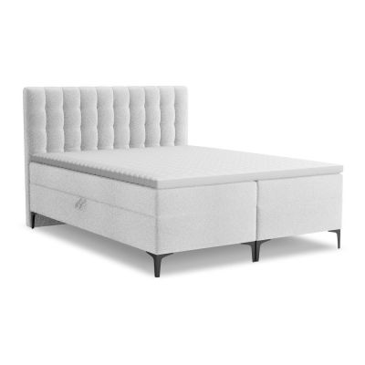 Pat boxspring argintiu cu spațiu de depozitare 140x200 cm Puhala – Makamii