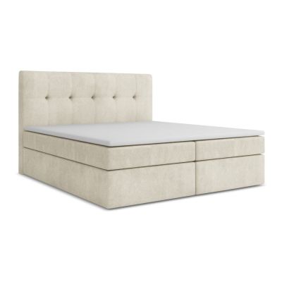 Pat boxspring crem cu spațiu de depozitare 180x200 cm Palta – Makamii